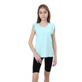 Toontoy Kız Çocuk Atlet Kolları Büzgülü Fırfırlı 24095 Yeşil 8-9 YAŞ