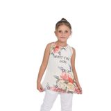 Toontoy Kız Çocuk Atlet Most Chic Girl Baskılı - Ekru - 6 Yaş