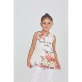 Toontoy Kız Çocuk Atlet Most Chic Girl Baskılı - Ekru - 8 Yaş