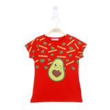 TOONTOY Kız Çocuk Avokado Baskılı Tişört 7 Yaş, 7 Yaş, 11135-, Kırmızı, Kız çocuk
