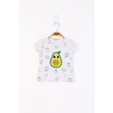 Toontoy Kız Çocuk Avokado Baskılı Tişört Gri Melanj 1 YAŞ