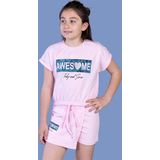 Toontoy Kız Çocuk Awesome Baskılı Şortlu Takım