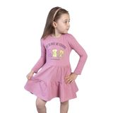 Toontoy Kız Çocuk Ayıcık Baskılı Elbise Gül Kurusu 3 YAŞ