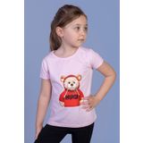 Toontoy Kız Çocuk Ayıcık Baskılı Tişört