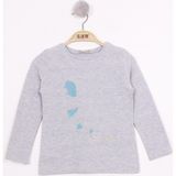 Toontoy Kız Çocuk Balon Baskılı T-Shirt - 1 Yaş - Gri Melanj
