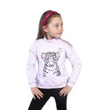 Toontoy Kız Çocuk Baskılı Balıkçı Yaka Pamuklu Sweatshirt Açık Pembe 1 YAŞ
