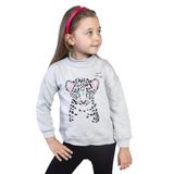 Toontoy Kız Çocuk Baskılı Balıkçı Yaka Pamuklu Sweatshirt Gri 1 YAŞ