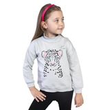 Toontoy Kız Çocuk Baskılı Balıkçı Yaka Pamuklu Sweatshirt Gri 4 YAŞ