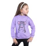 Toontoy Kız Çocuk Baskılı Balıkçı Yaka Pamuklu Sweatshirt Lila 1 YAŞ