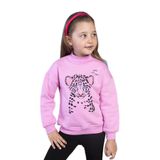 Toontoy Kız Çocuk Baskılı Balıkçı Yaka Pamuklu Sweatshirt Pembe 1 YAŞ