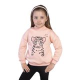 Toontoy Kız Çocuk Baskılı Balıkçı Yaka Pamuklu Sweatshirt Somon 2 YAŞ