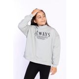 Toontoy Kız Çocuk Baskılı Balıkçı Yaka Sweatshirt Gri 6-7 YAŞ
