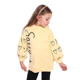 Toontoy Kız Çocuk Baskılı Balon Kol Sweatshirt - 5 Yaş - Sarı