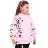 Toontoy Kız Çocuk Baskılı Balon Kol Sweatshirt Açık Pembe 4 YAŞ