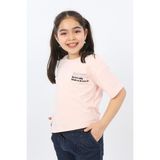 Toontoy Kız Çocuk Baskılı Bisiklet Yaka Kısa Kollu Asimetrik Tişört - Pudra - 8 - 9 Yaş