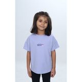 Toontoy Kız Çocuk Baskılı Bisiklet Yaka Kısa Kollu Tişört 24977 - Mavi - 4 Yaş