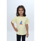 Toontoy Kız Çocuk Baskılı Bisiklet Yaka Kısa Kollu Tişört 24979 - Açık Sarı - 2 Yaş