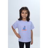Toontoy Kız Çocuk Baskılı Bisiklet Yaka Kısa Kollu Tişört 24979 - Mavi - 2 Yaş