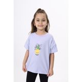 Toontoy Kız Çocuk Baskılı Bisiklet Yaka Kısa Kollu Tişört - Açık Lila - 2