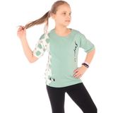 Toontoy Kız Çocuk Baskılı Bisiklet Yaka Kısa Kollu Tişört - Açık Yeşil - 10 - 11 Yaş