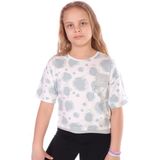 Toontoy Kız Çocuk Baskılı Bisiklet Yaka Kısa Kollu Tişört - Açık Yeşil - 6 - 7 Yaş