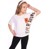 Toontoy Kız Çocuk Baskılı Bisiklet Yaka Kısa Kollu Tişört - Ekru - 10 - 11 Yaş