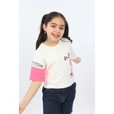 Toontoy Kız Çocuk Baskılı Bisiklet Yaka Kısa Kollu Tişört - Ekru - 8 - 9 Yaş
