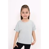 Toontoy Kız Çocuk Baskılı Bisiklet Yaka Kısa Kollu Tişört - Gri - 2
