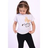 Toontoy Kız Çocuk Baskılı Bisiklet Yaka Kısa Kollu Tişört - Gri - 4