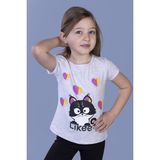 Toontoy Kız Çocuk Baskılı Bisiklet Yaka Kısa Kollu Tişört - Gri - 6