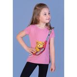 Toontoy Kız Çocuk Baskılı Bisiklet Yaka Kısa Kollu Tişört - Gül Kurusu - 4