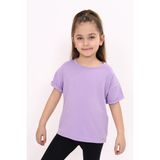 Toontoy Kız Çocuk Baskılı Bisiklet Yaka Kısa Kollu Tişört - Lila - 2