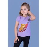 Toontoy Kız Çocuk Baskılı Bisiklet Yaka Kısa Kollu Tişört - Lila - 3