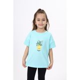 Toontoy Kız Çocuk Baskılı Bisiklet Yaka Kısa Kollu Tişört - Mint Yeşili - 2