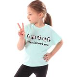 Toontoy Kız Çocuk Baskılı Bisiklet Yaka Kısa Kollu Tişört - Mint Yeşili - 6