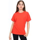 Toontoy Kız Çocuk Baskılı Bisiklet Yaka Kısa Kollu Tişört - Nar Çiçeği - 6 - 7 Yaş