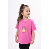 Toontoy Kız Çocuk Baskılı Bisiklet Yaka Kısa Kollu Tişört - Orkide - 6