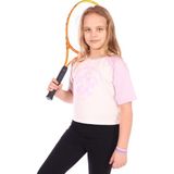 Toontoy Kız Çocuk Baskılı Bisiklet Yaka Kısa Kollu Tişört - Renk Bloklu - Açık Lila - 12 - 13 Yaş