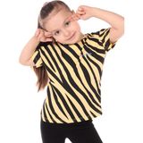 Toontoy Kız Çocuk Baskılı Bisiklet Yaka Kısa Kollu Tişört - Sarı - 7