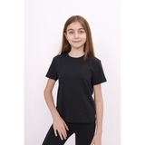Toontoy Kız Çocuk Baskılı Bisiklet Yaka Kısa Kollu Tişört - Siyah - 12 - 13 Yaş
