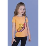 Toontoy Kız Çocuk Baskılı Bisiklet Yaka Kısa Kollu Tişört - Turuncu - 5
