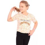 Toontoy Kız Çocuk Baskılı Bisiklet Yaka Kısa Kollu Tişört - Turuncu - 6