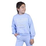 Toontoy Kız Çocuk Baskılı Düşük Kol Sweatshirt Mavi 12-13 YAŞ