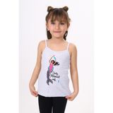 Toontoy Kız Çocuk Baskılı Düz Yaka Askılı Tişört - Gri - 5