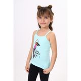 Toontoy Kız Çocuk Baskılı Düz Yaka Askılı Tişört - Mint Yeşili - 2 Yaş