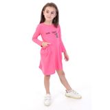 TOONTOY Kız Çocuk Baskılı Elbise, 4 Yaş, 22680, Fuşya, Kız Çocuklar