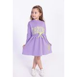 Toontoy Kız Çocuk Baskılı Elbise - 4 Yaş - Lila