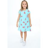 Toontoy Kız Çocuk Baskılı Elbise - 4 Yaş - Mint Yeşili