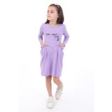 Toontoy Kız Çocuk Baskılı Elbise - 6 Yaş - Lila
