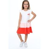 Toontoy Kız Çocuk Baskılı Elbise - 7 Yaş - Pudra
